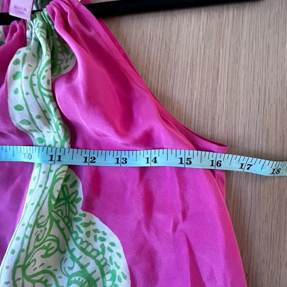 Lilly Pulitzer Blouse Pink Green Riviera Silk Chain Halter Neck Tank Top Size XS - Picture 10 of 11